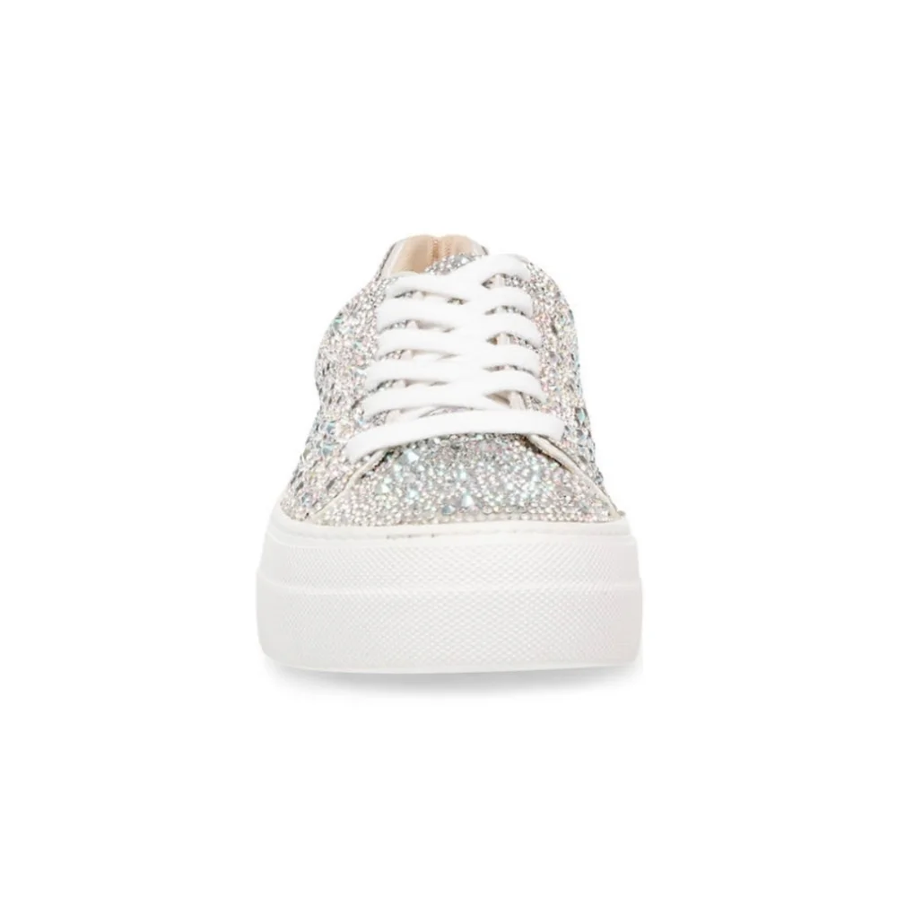 💎 Betsey Johnson Sidny Rhinestone Platform Sneakers Size 7 - Picture 2 of 12